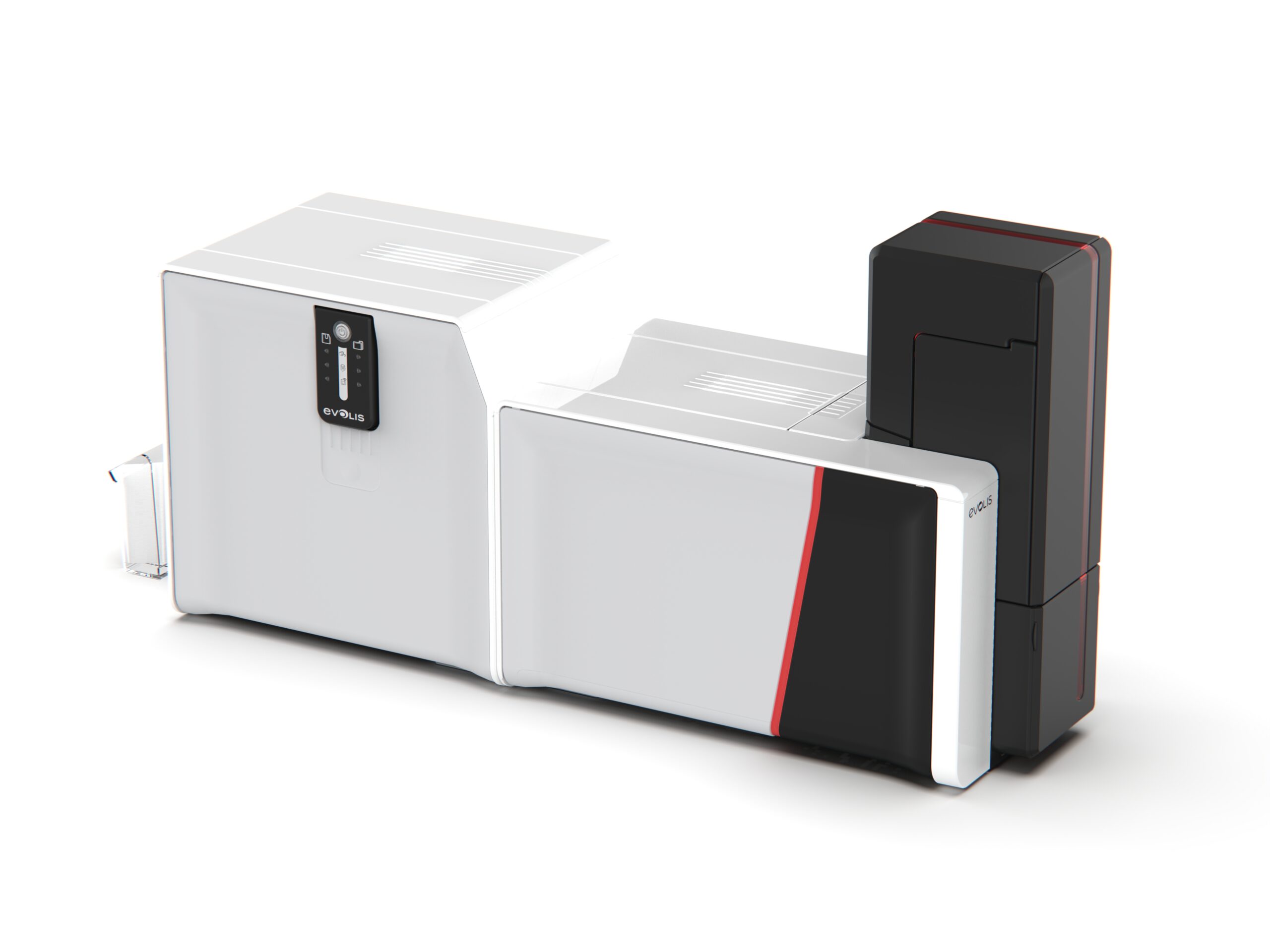 cardtho nederland kaartprinter evolis primacy2 met feeder en laminator zijkant